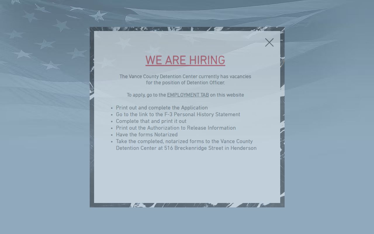 Vance County Sheriff release records services page