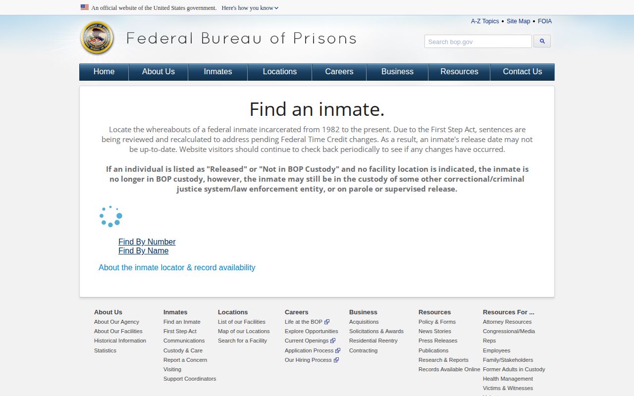 Federal BOP search for a released Vance County inmate